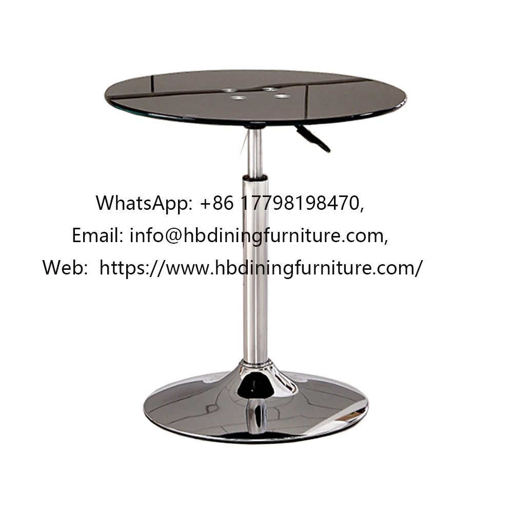 Round Table Base in Chrome Steel and Tempered Glass Top DT-G17