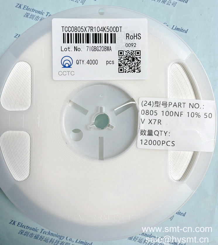 0805 100NF 10% 50V X7R Capacitor CCTC TCC0805X7R104K500DT CAP CER 100NF 50V 0805 M2012 SMD