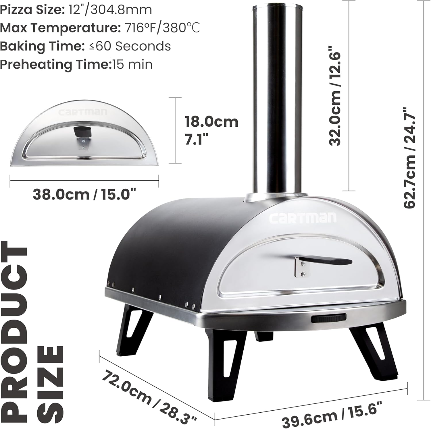 FLYZZA Gas Pellet Charcoal Multipurpose Auto Rotating Pizza Oven