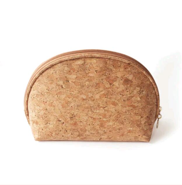 Natural Cork Print Travel Leather Toiletry Makeup Bag