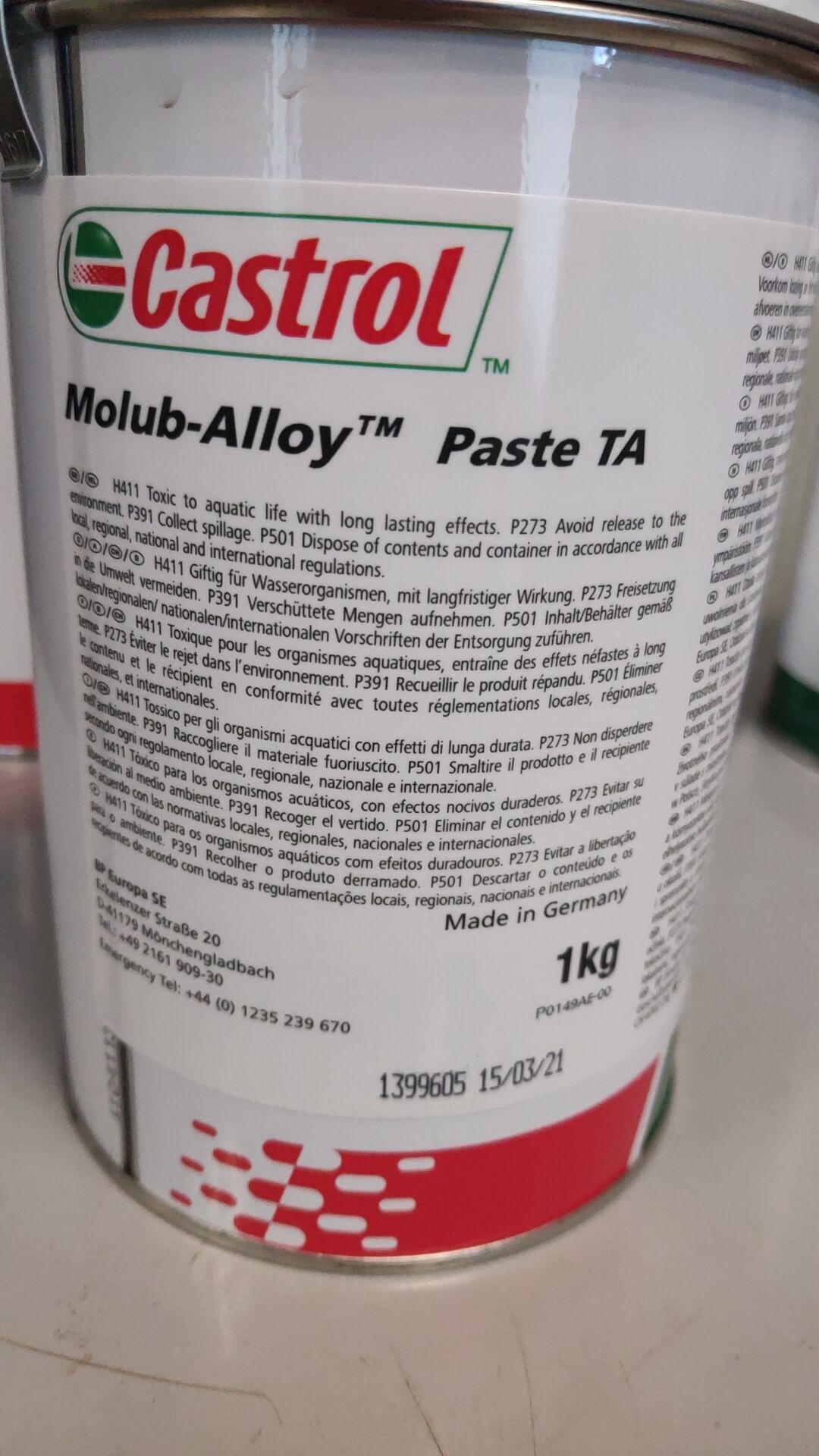 Castrol Molub-Allloy Paste TA 1KG High temperature Lubricants