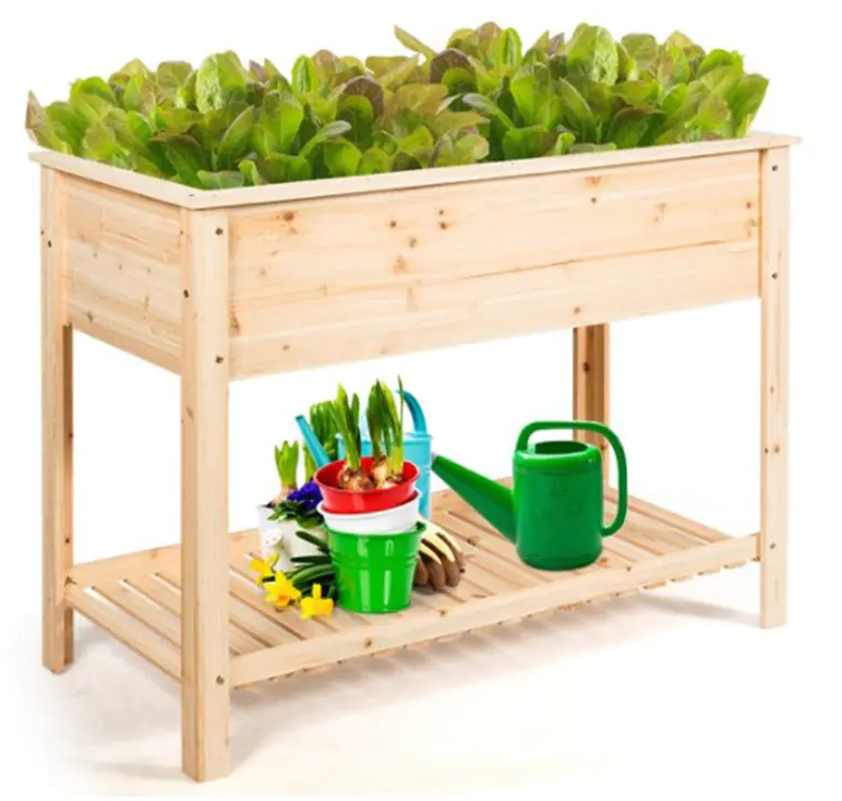 Wooden Raised Vegetable Garden Bed Elevated Grow Vegetable Planter