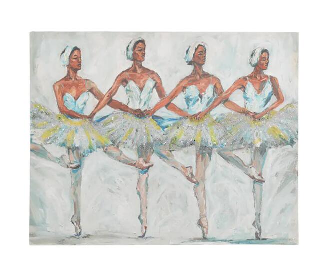 Portraits Of Four White Swan Dancers framed canvas