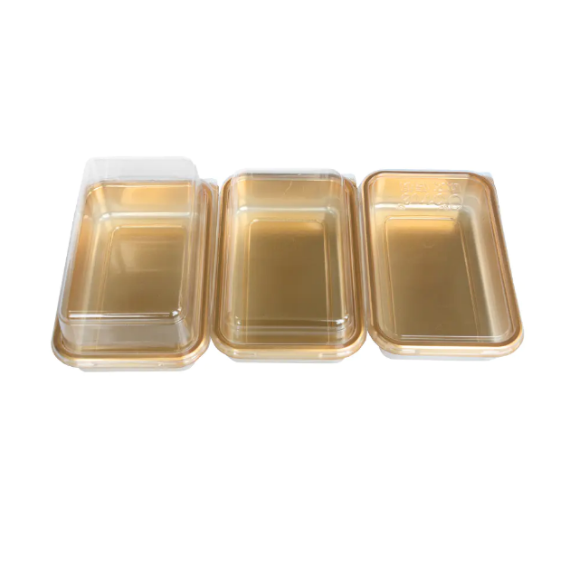 Gold Disposable Plastic Pastry Box