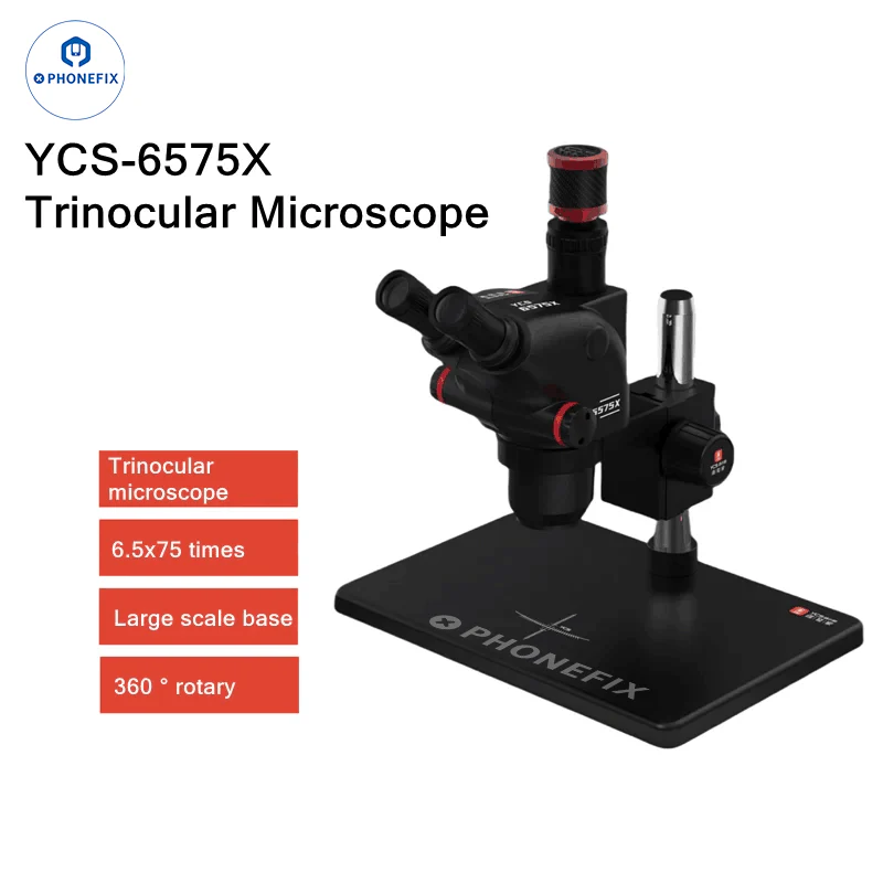 YCS 6575X 6.5X-75X Trinocular Microscope with X80 4K Camera