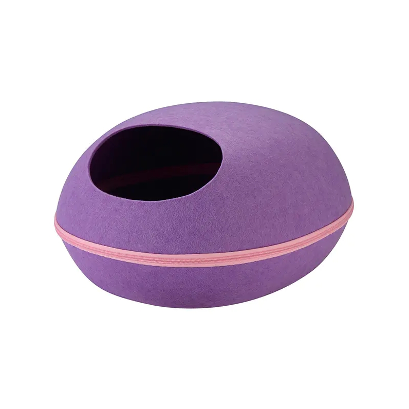 Egg-Shaped Oval Cat Felt Bed With Removable Cover
