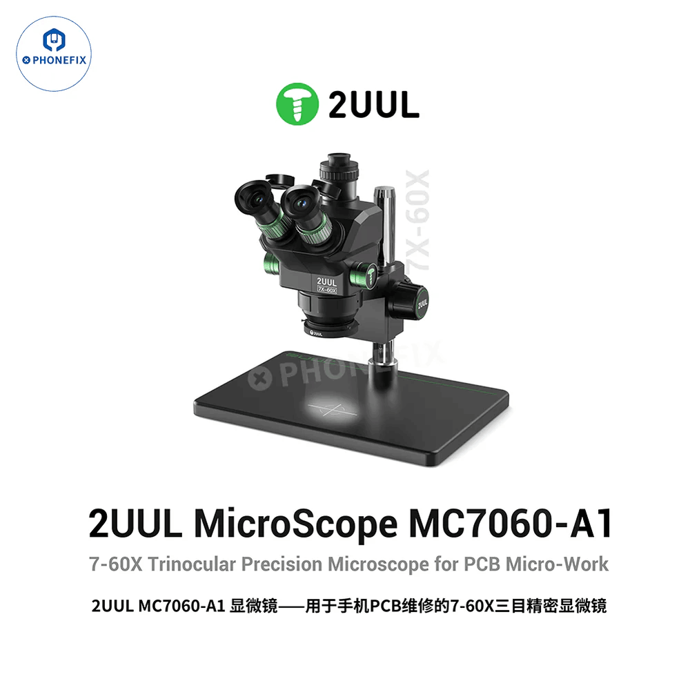 2UUL MC7060-A1 7-60X PCB Micro-Soldering Trinocular Microscope for Phone PCB Micro-Soldering Work
