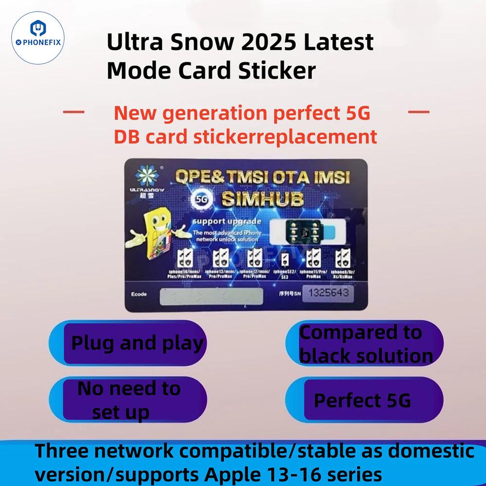ULTRASNOW SIMHUB Pro 5G Unlock Card Sticker MEP Activation for Unlocking and Restoring iPhone 13-16 Pro Max Cellular Network
