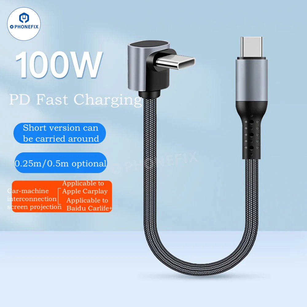 90° Elbow PD Fast Charging Data Cable with Type-C Lightning 