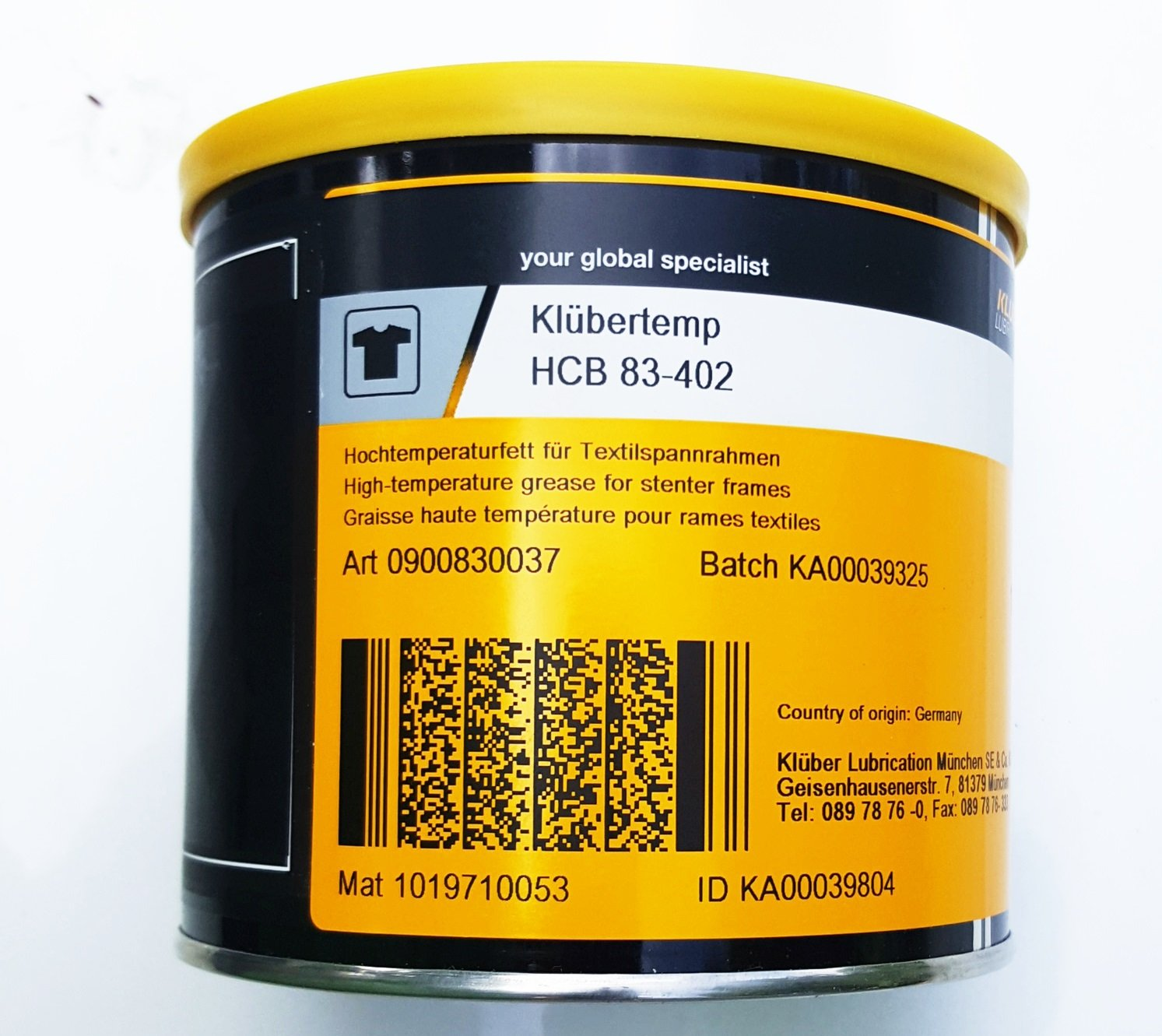 Klubertemp HCB 83-402 1kg High-temperature Lubricant for Roller Chains in Stenter Frames
