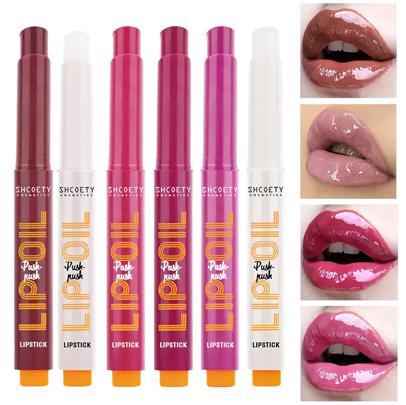 Non-Sticky Shining Click Press Lipstick Lip Oil