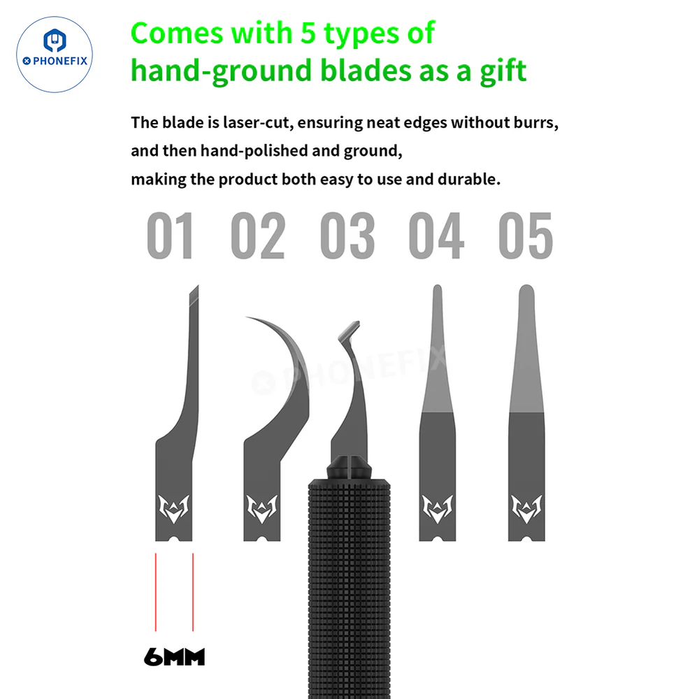 MECHANIC Assassin 5 Degumming Blade Set LED Knife Handle Kit for IC Removing