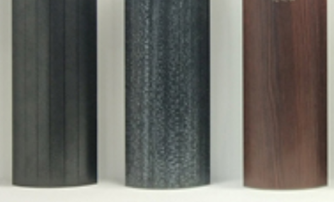 Wood grain transfer powder coating