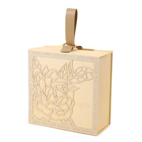 Manufacturer Custom Decorative Square Shape Magnetic Closure Cardboard Rigid Job Box with Leather Handle