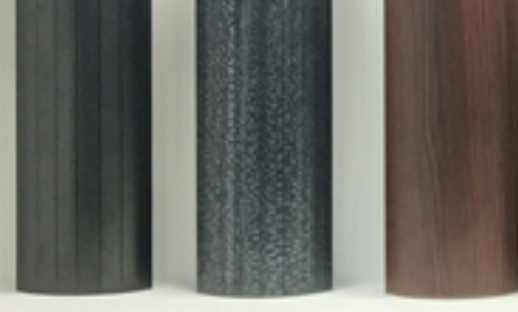 Wood grain transfer powder coating