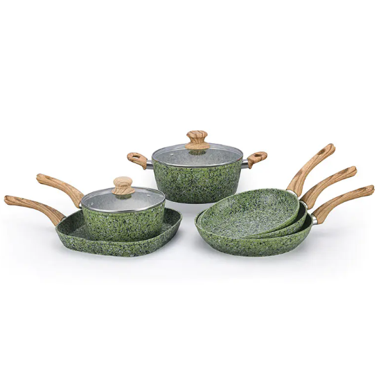 Marble Forged Non Stick Cookware with Wood Grain