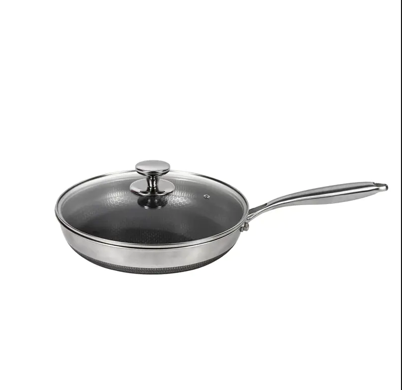 Tri-Layer Stainless Steel Nonstick Fry Pan with Tempered Lid