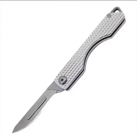 Folding Titanium Alloy EDC Outdoor Unpacking PocketKnife Replaceable Blades Small Keychain Knife withStainless Steel Blade