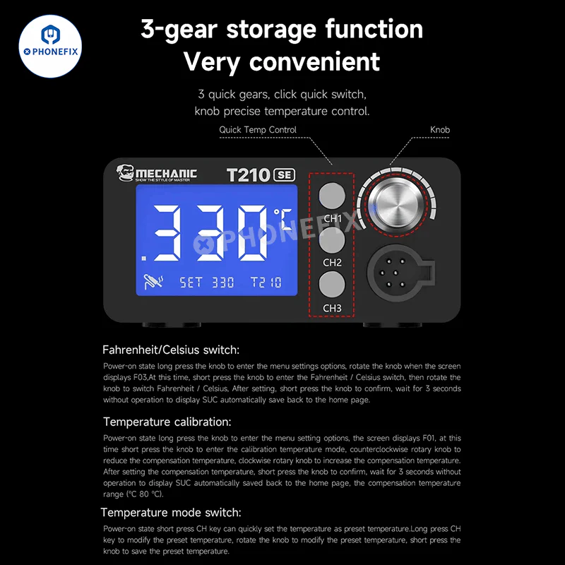 MECHANIC T210 SE Digital Soldering Station for Precision PCB and Chip-Level Repair