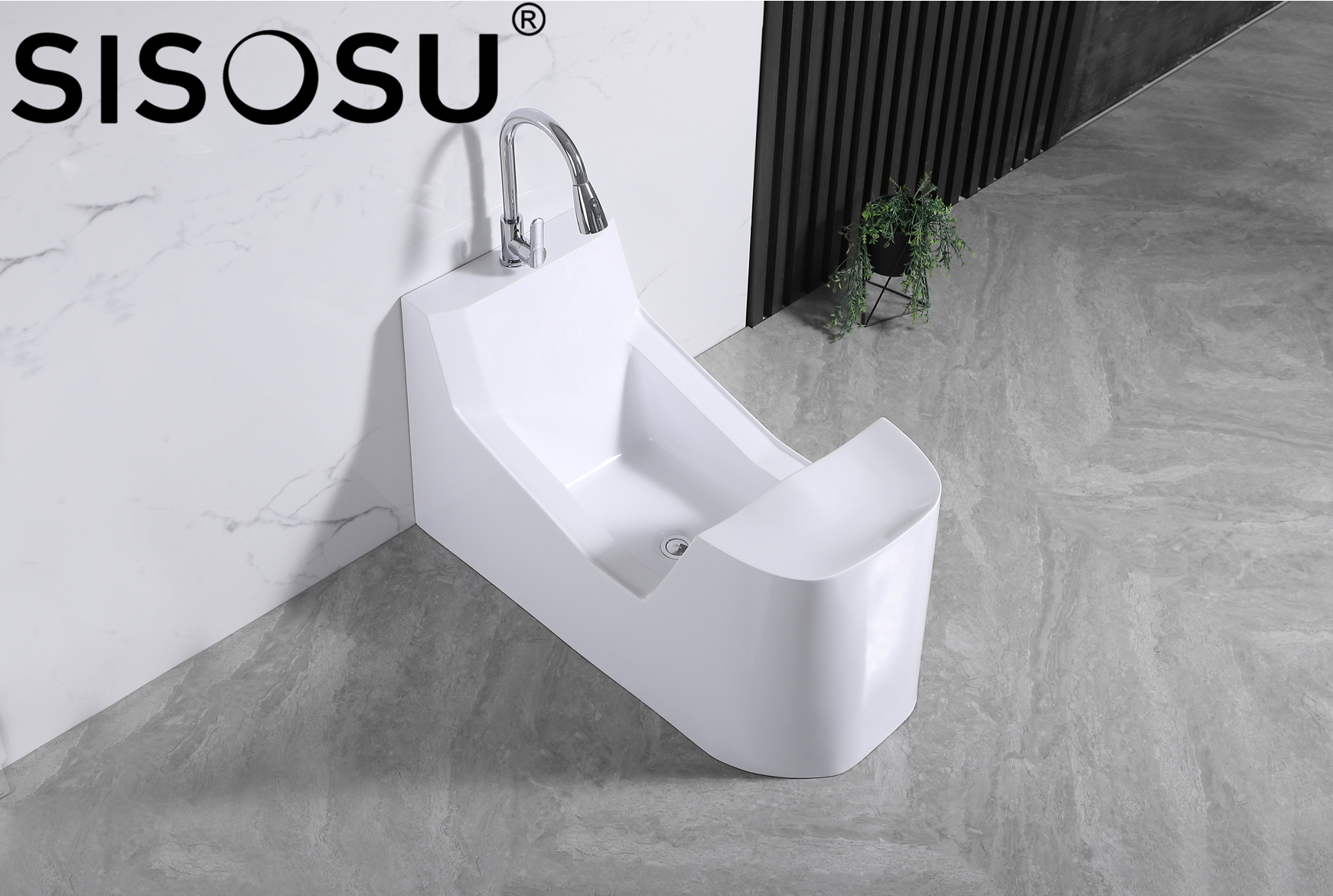 WU09 Intergrated wudu basin with big seat