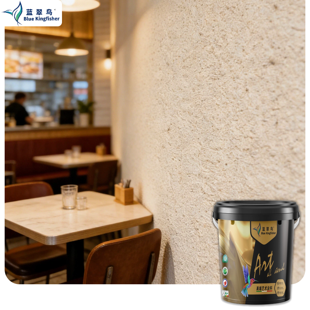Blue Kingfisher Moisture & Mold Resistant Lime Stone Texture Paint | For Bathrooms & Basements, Wall Dampness Expert