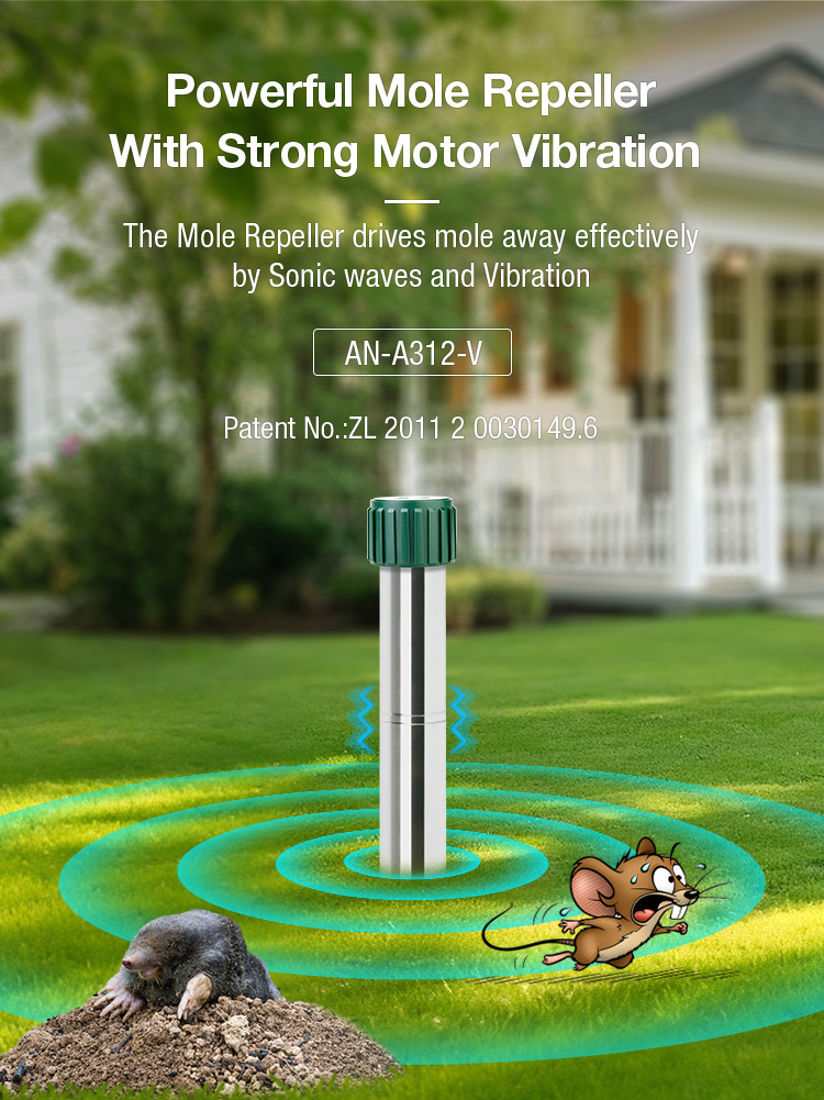 AOSION® Battery Sonic Vibrating Vole Mole Repeller With Motor AN-A312-V