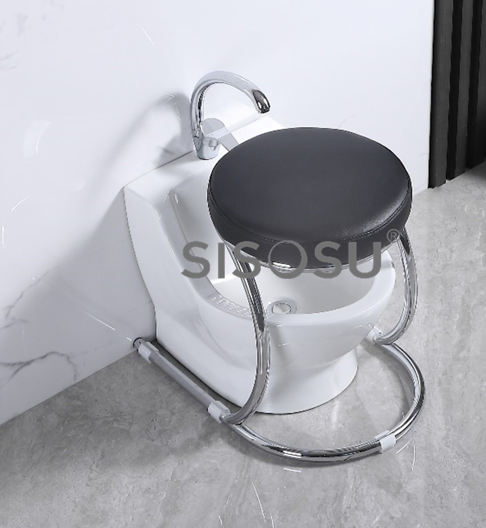 WU12 Compact Wudu Basin (with round chrome stool)