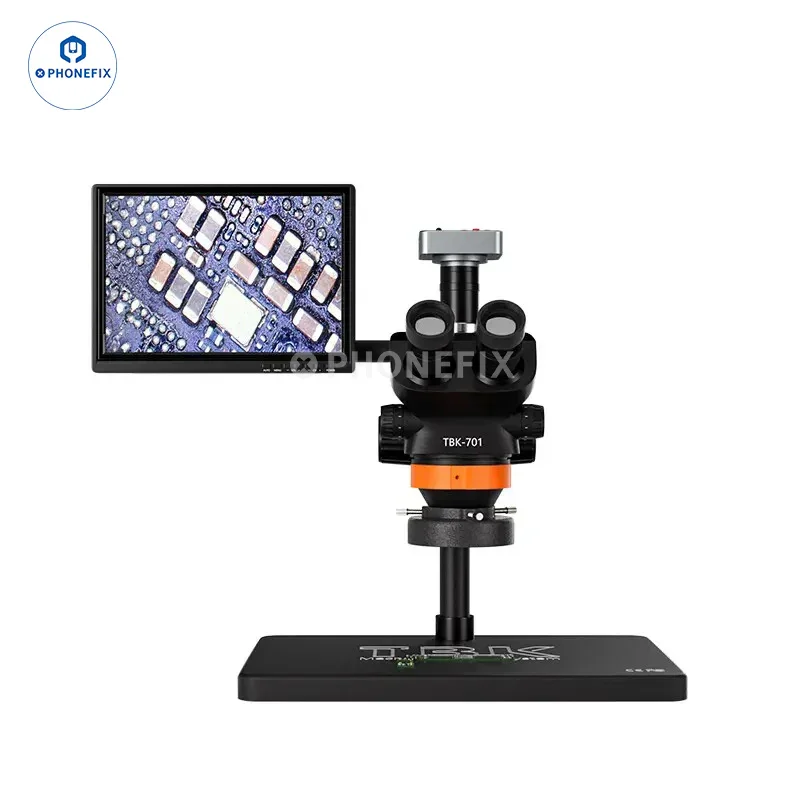TBK 701 Trinocular Stereo Microscope with 48MP Camera and 10.1-inch HD Screen