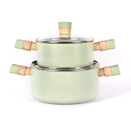 Telamon New Arrival Jade Marble Pressed Cookware Set