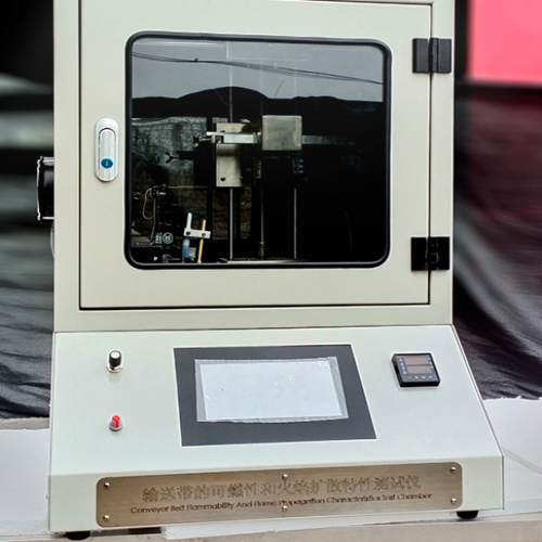 Conveyor belt flammability and flame spread characteristics tester