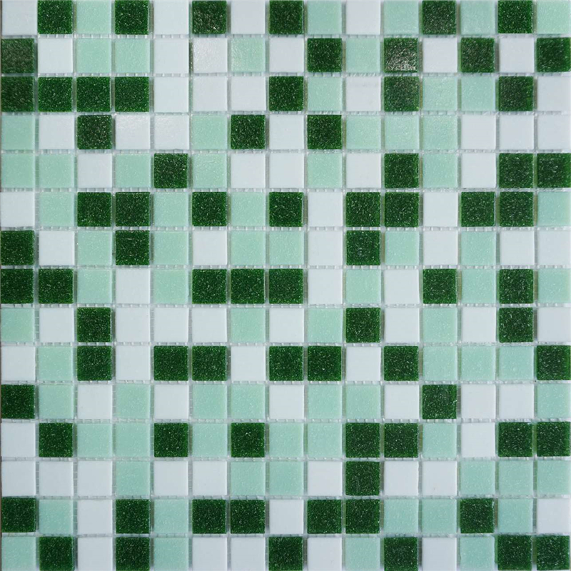 Green Glass Mosaic Tile Backsplash Kitchen