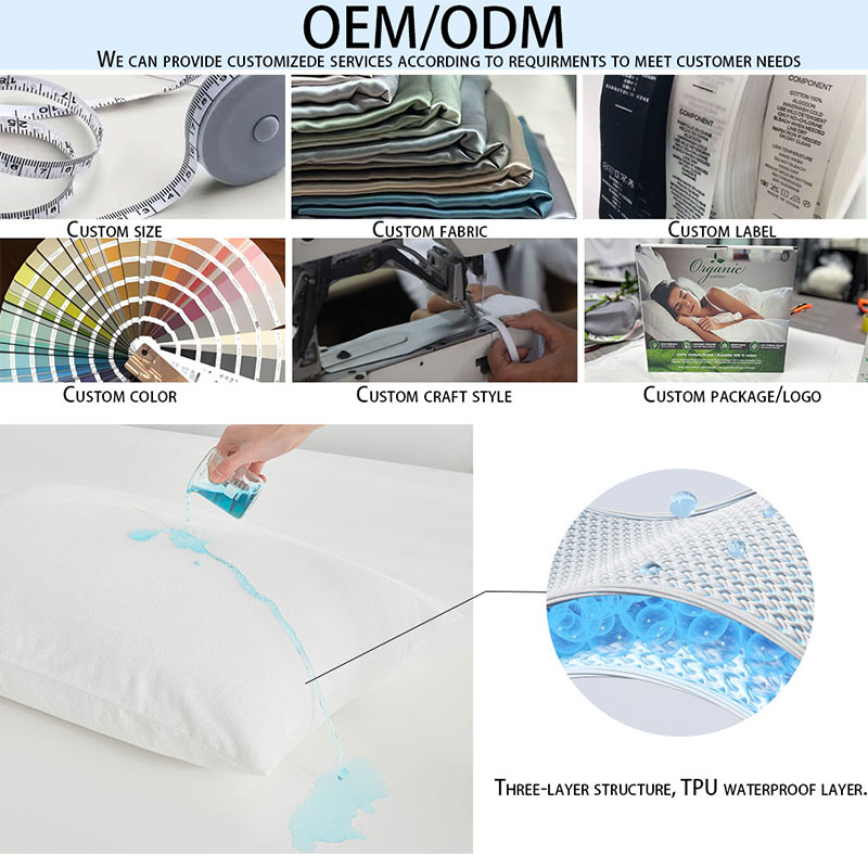 Waterproof Anti-Dust Mite Mattress Protector Knitted Bamboo Bed Protection Mattress Cover for Home Hospital Hotel Use
