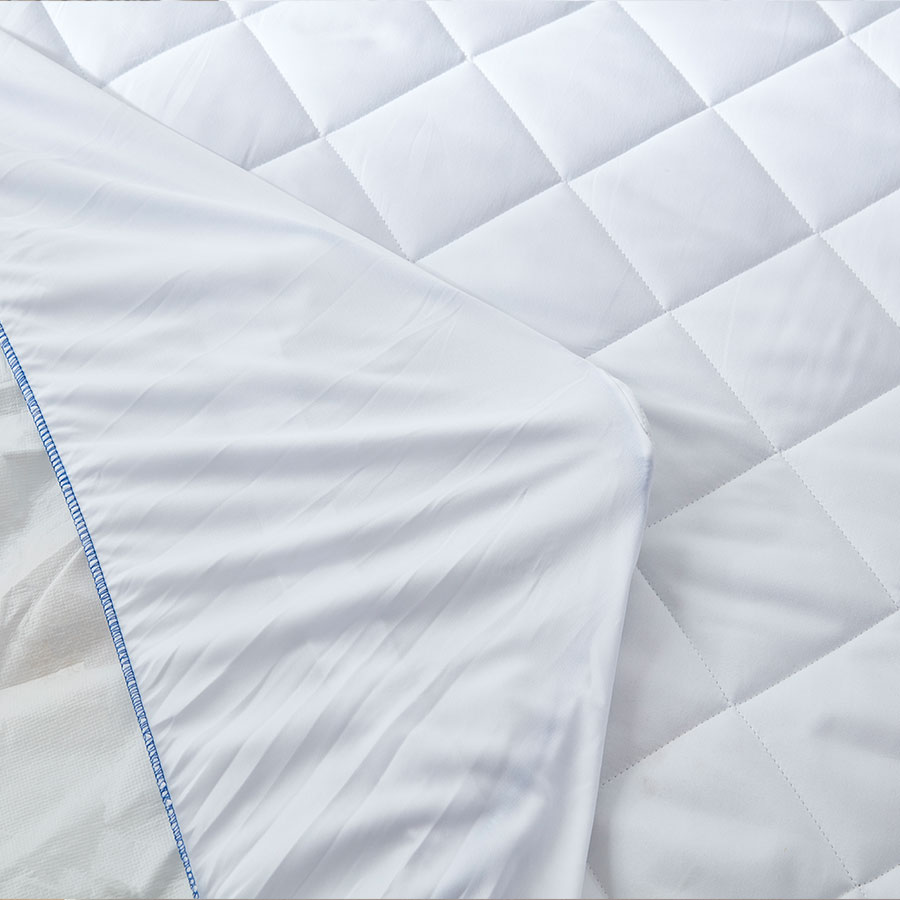 Wholesale Pure Color Quilted Topper Cover Waterproof Mattress Protector With Elastic Straps