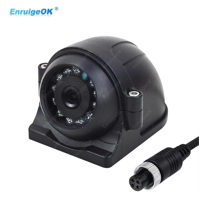 EnruigeOK 4针12LED侧后视倒车摄像头，适用于卡车巴士RV监视器9-35V