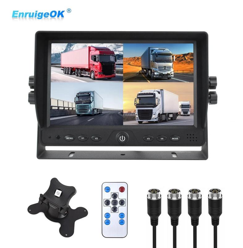 EnruigeOK 9 Quad Split Screen Монитор 4CH автомобиля Монитор заднего вида для камеры грузовика автобуса RV