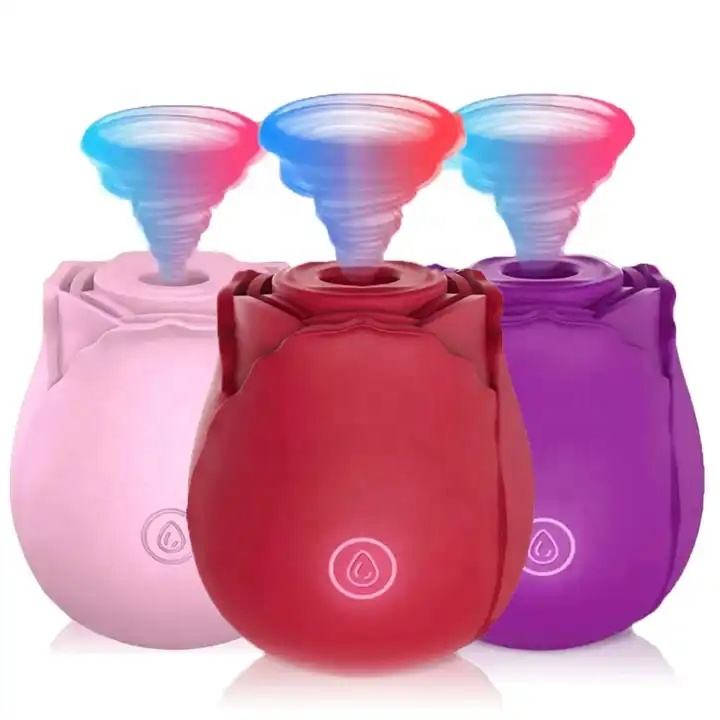批发 10 种模式 玫瑰花造型阴蒂吸吮振动器 人体安全硅胶成人玩具