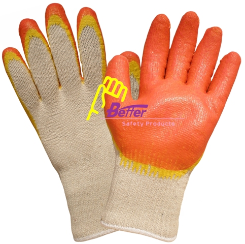 10 guage natural white T/C knitted lining,double latex coated,smooth finished work gloves